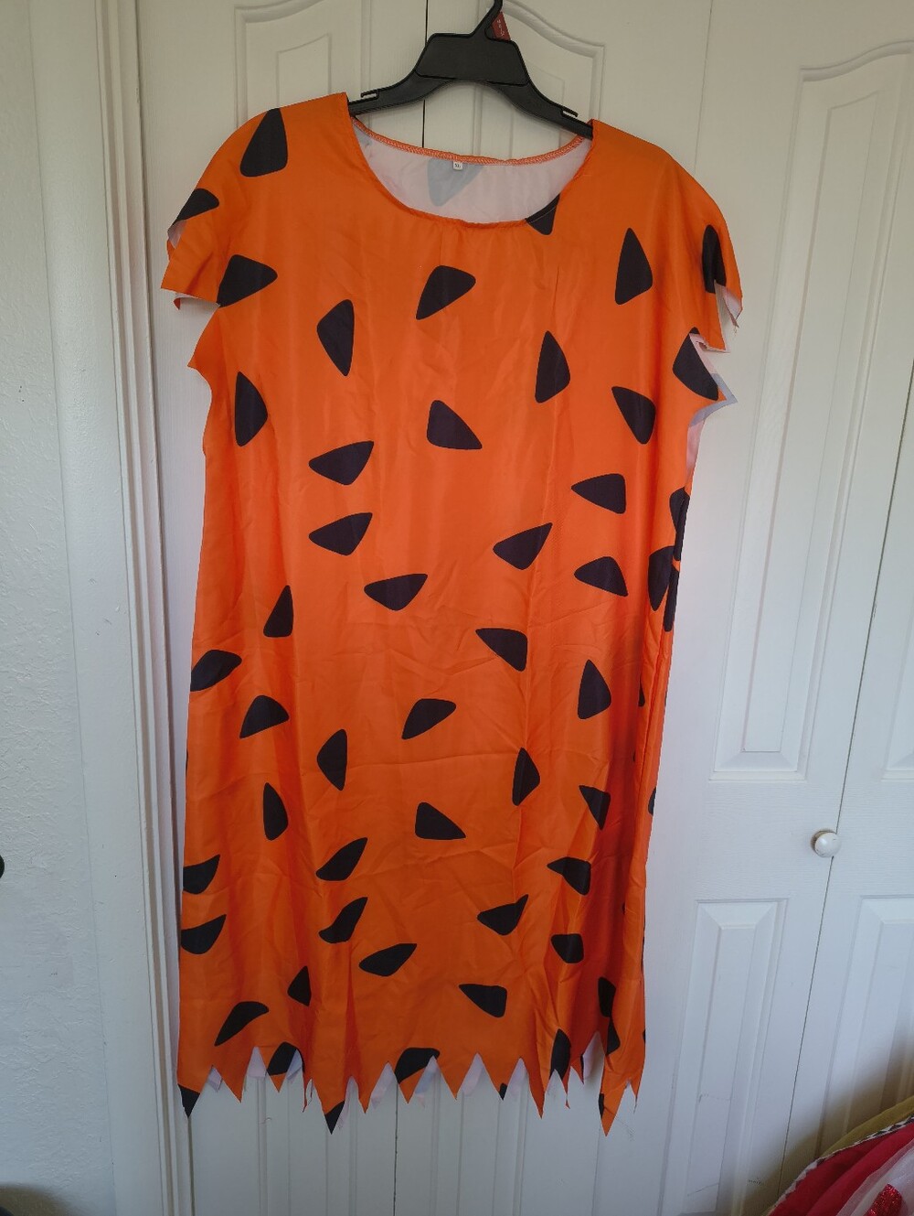 Adult Fred Flintstone Halloween Costume Orange Primitive Caveman Tunic .